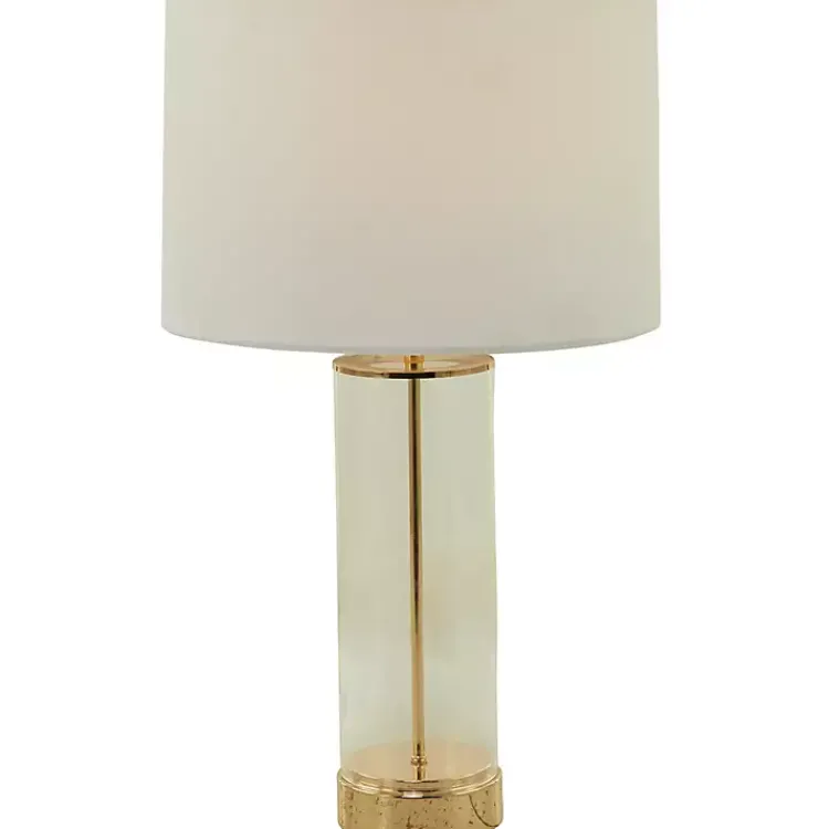 Kirklands Home Clear Glass and Gold Stem Table Lamp White Best