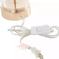 Kirklands Home Clear Glass and Gold Stem Table Lamp White Best
