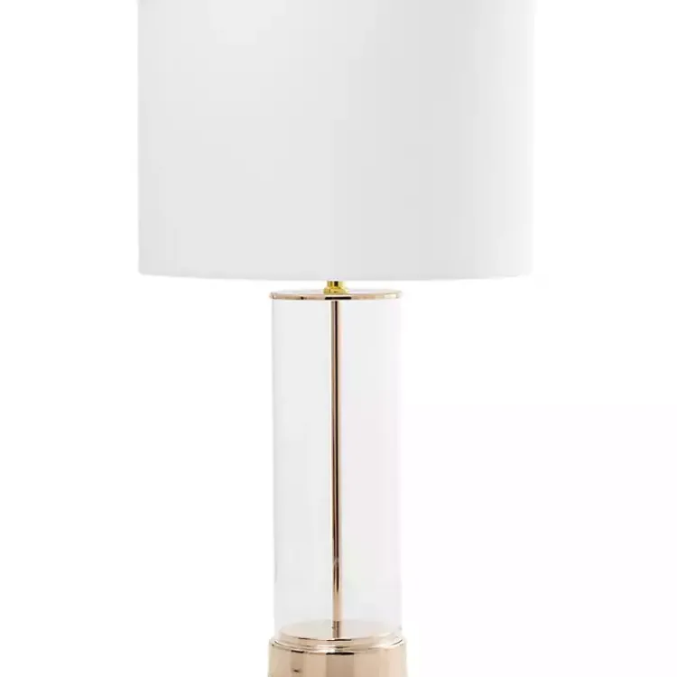 Kirklands Home Clear Glass and Gold Stem Table Lamp White Best