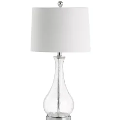 Kirklands Home Clear Glass and Silver Metal Base Table Lamp White Outlet