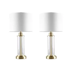 Kirklands Home Clear Glass Base Gold Table Lamps, Set of 2 White Best