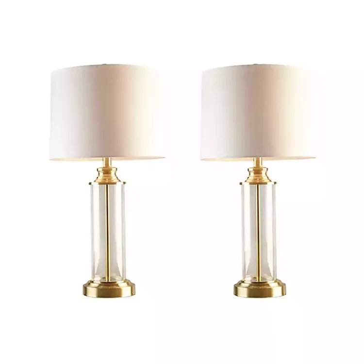 Kirklands Home Clear Glass Base Gold Table Lamps, Set of 2 White Best