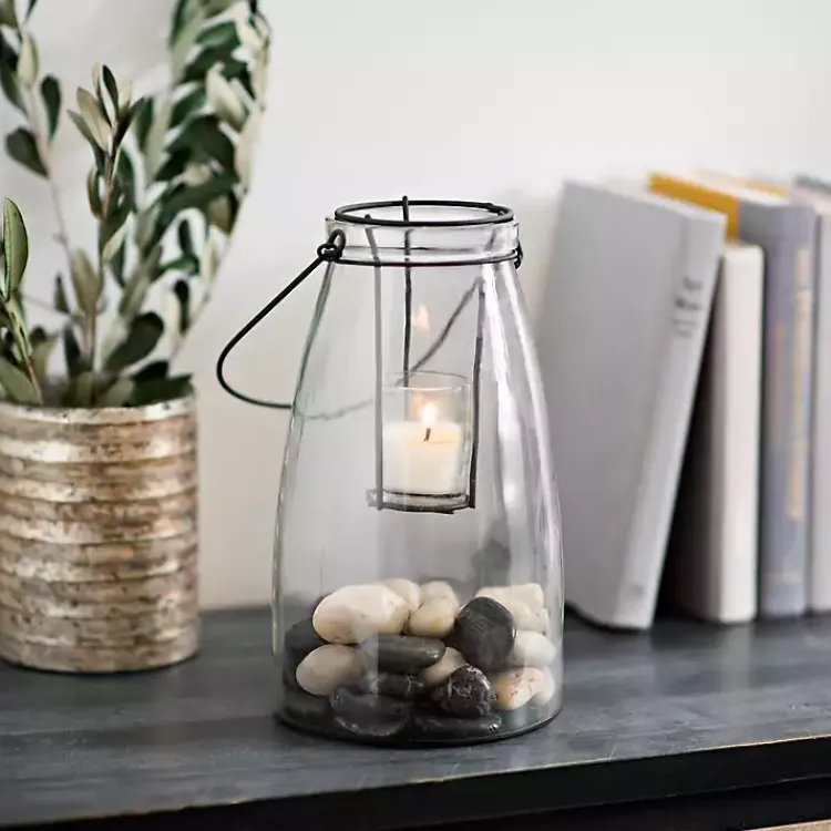 Lanterns>Kirklands Home Glass Lantern With Metal Insert Clear