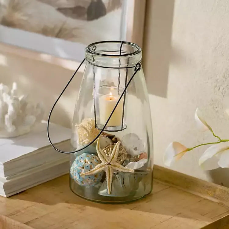 Lanterns>Kirklands Home Glass Lantern With Metal Insert Clear