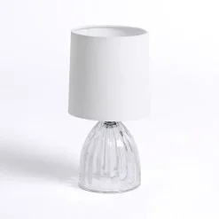 Kirklands Home Clear Glass Ribbed Dome Mini Table Lamp White New