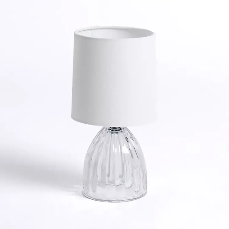 Kirklands Home Clear Glass Ribbed Dome Mini Table Lamp White New