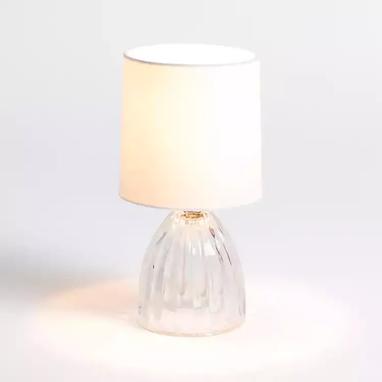 Kirklands Home Clear Glass Ribbed Dome Mini Table Lamp White New
