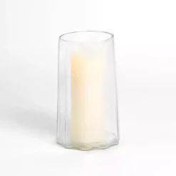 Candle Holders>Kirklands Home Hammered Glass Hurricane, 10 in. Clear