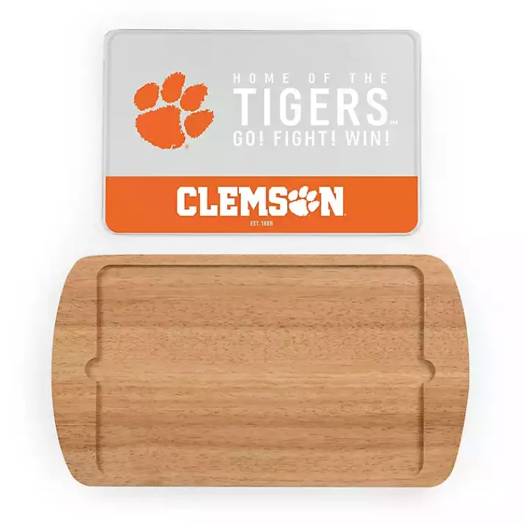 Kirklands Home Clemson Tigers Wood and Glass Serving Board New