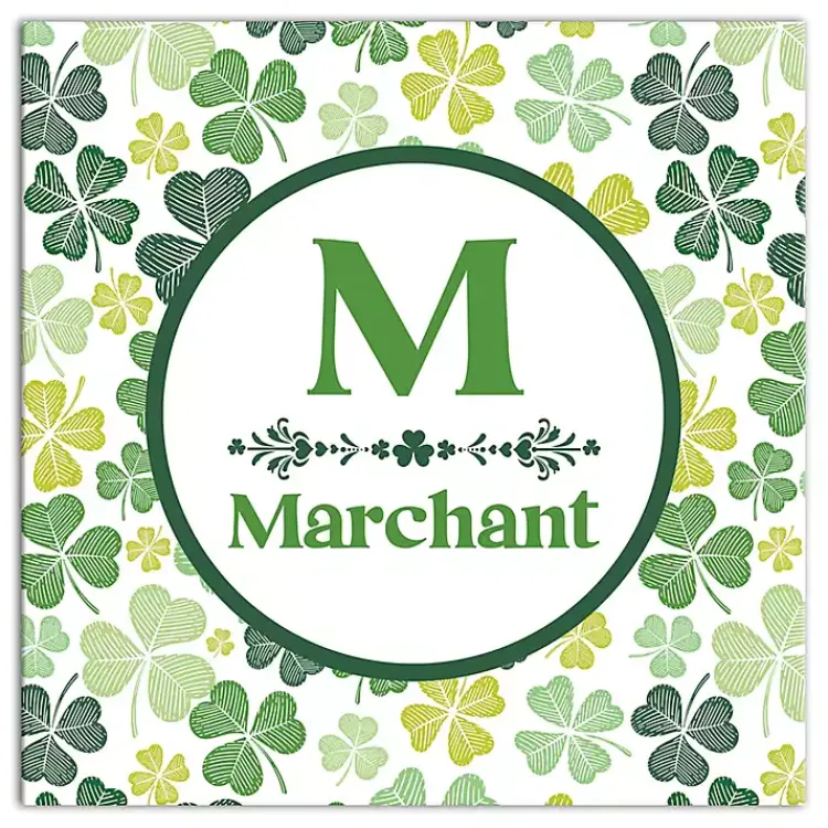St Patricks Day Decorations>Kirklands Home Clover Personalized Monogram Canvas Wall Plaque