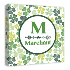 St Patricks Day Decorations>Kirklands Home Clover Personalized Monogram Canvas Wall Plaque