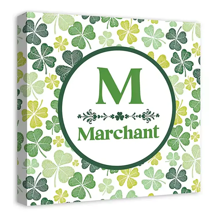 St Patricks Day Decorations>Kirklands Home Clover Personalized Monogram Canvas Wall Plaque