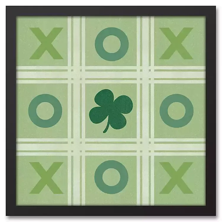 St Patricks Day Decorations>Kirklands Home Clover Tic Tac Toe Framed Canvas Art Print