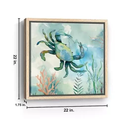 Kirklands Home Coastal Bay Crab Framed Canvas Art Print Outlet
