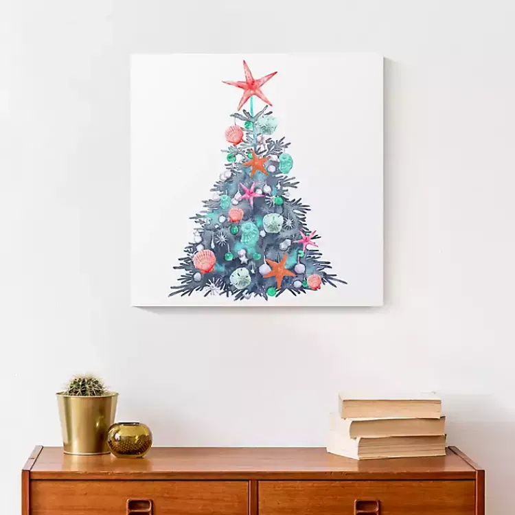 Christmas Art & Wall Decor>Kirklands Home Coastal Christmas Tree Canvas Art Print