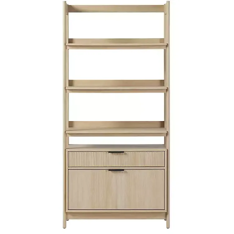 Kirklands Home Coastal Oak 2-Drawer Modern Wood Bookcase Tan Hot
