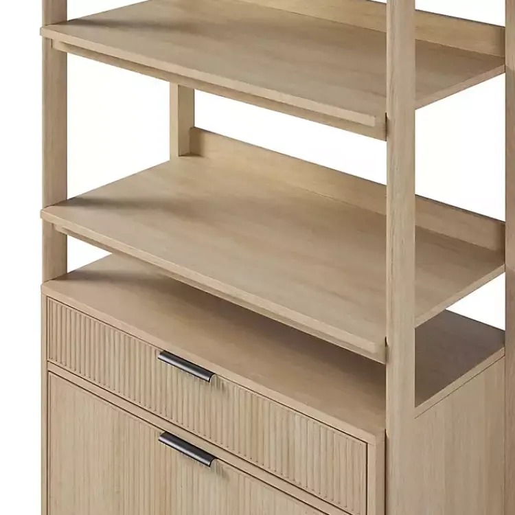 Kirklands Home Coastal Oak 2-Drawer Modern Wood Bookcase Tan Hot
