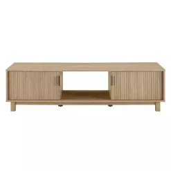 Kirklands Home Coastal Oak Fluted 2-Door Compact TV Sd Tan Hot