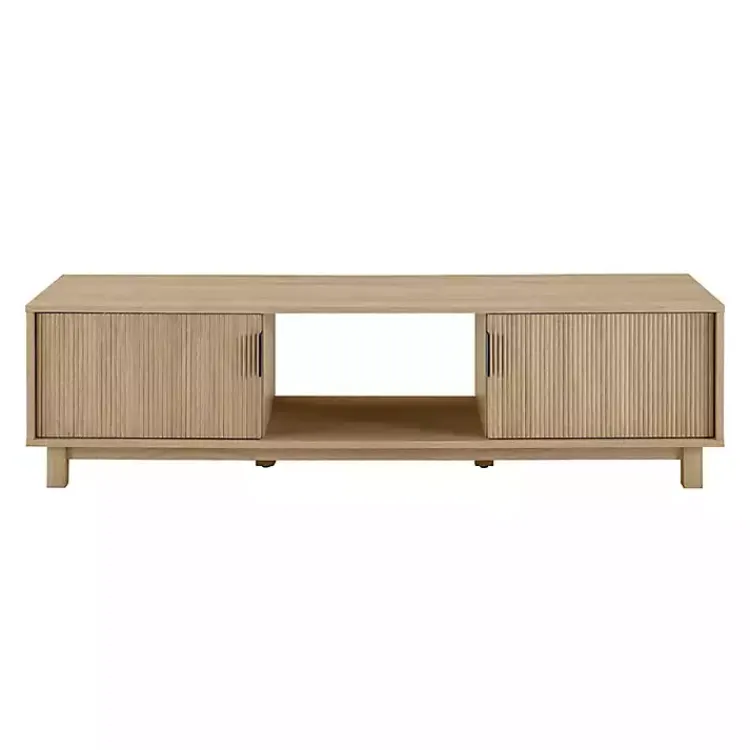 Kirklands Home Coastal Oak Fluted 2-Door Compact TV Sd Tan Hot
