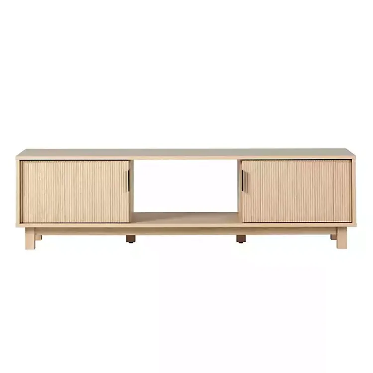 Kirklands Home Coastal Oak Fluted 2-Door Compact TV Sd Tan Hot