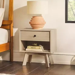 Kirklands Home Coastal Oak Wood Mid-century Modern Nightsd Tan Hot