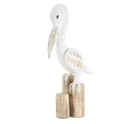 Statues & Figurines>Kirklands Home Coastal Pelican Wood Statue White