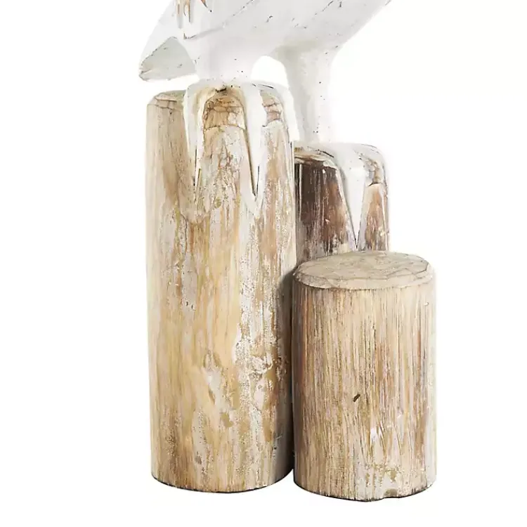 Statues & Figurines>Kirklands Home Coastal Pelican Wood Statue White