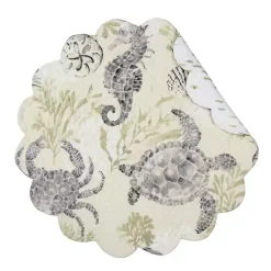 Kirklands Home Coastal Quilted Round Placemats, Set of 6