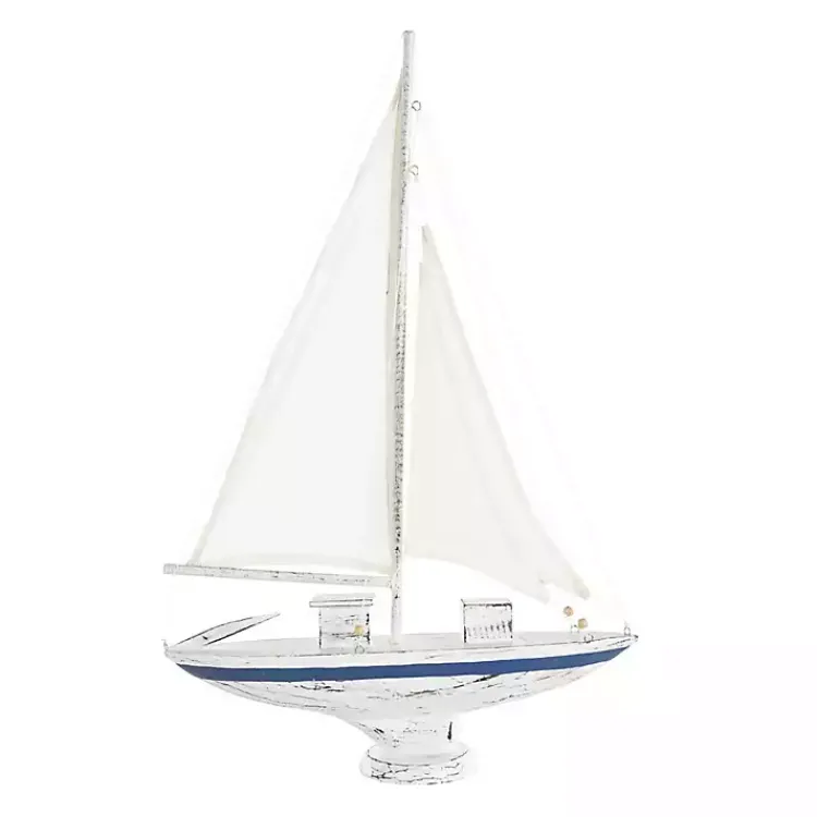 Statues & Figurines>Kirklands Home Coastal White and Blue Sailboat Statue