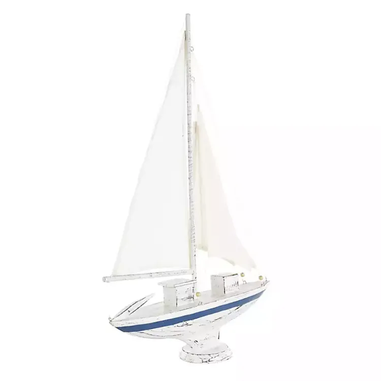 Statues & Figurines>Kirklands Home Coastal White and Blue Sailboat Statue