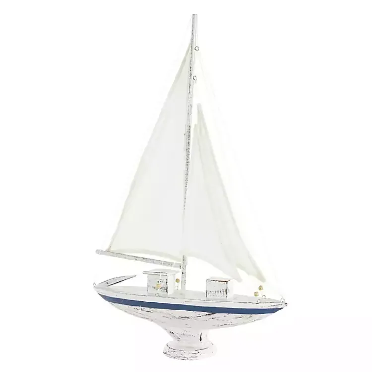 Statues & Figurines>Kirklands Home Coastal White and Blue Sailboat Statue