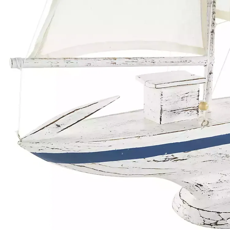 Statues & Figurines>Kirklands Home Coastal White and Blue Sailboat Statue