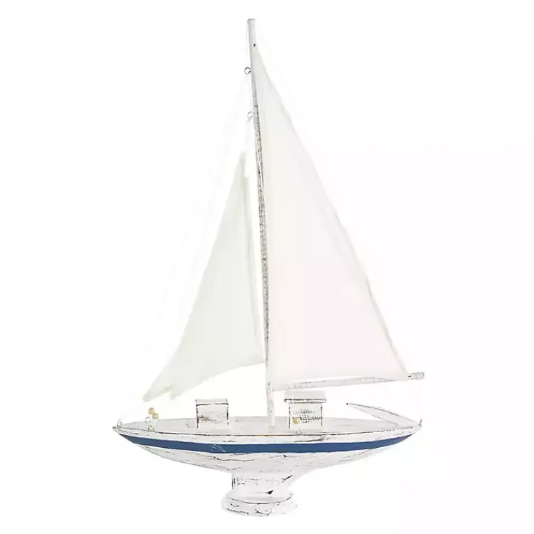 Statues & Figurines>Kirklands Home Coastal White and Blue Sailboat Statue