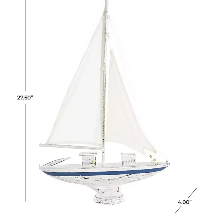 Statues & Figurines>Kirklands Home Coastal White and Blue Sailboat Statue