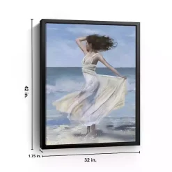 Kirklands Home Coastal Woman in Dress Framed Canvas Art Print New