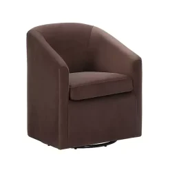 Kirklands Home Coco Velvet Swivel Barrel Accent Chair Brown