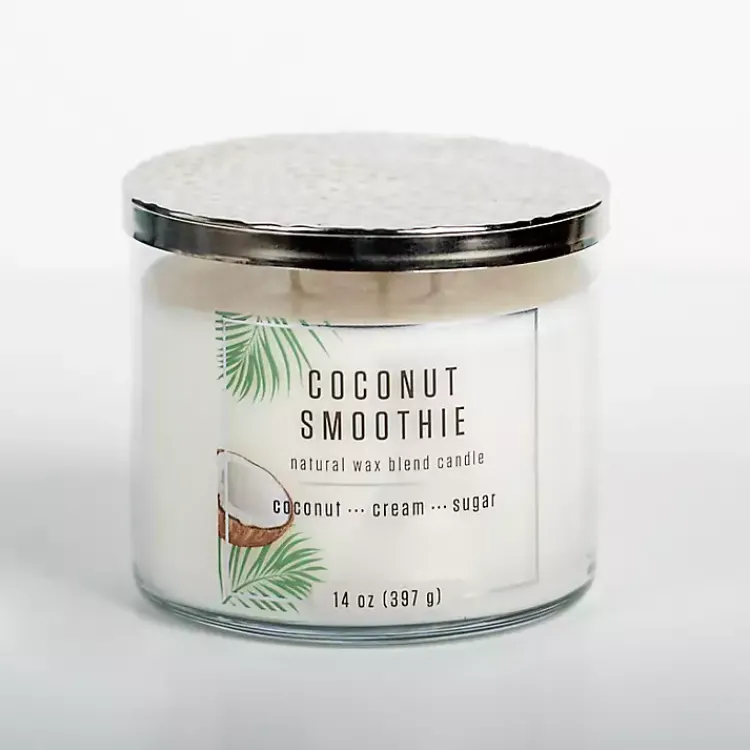 Candles>Kirklands Home Coconut Smoothie Triple Wick Jar Candle White
