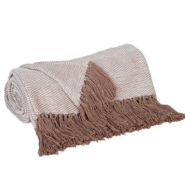 Blankets & Throws>Kirklands Home Coffee Chevron Tassel Throw