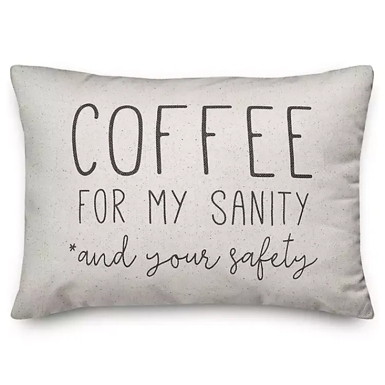 Kirklands Home Coffee For My Sanity Indoor/Outdoor Lumbar Pillow Hot