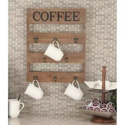Kirklands Home Coffee Metal and Wood Plank Wall Hooks Clearance
