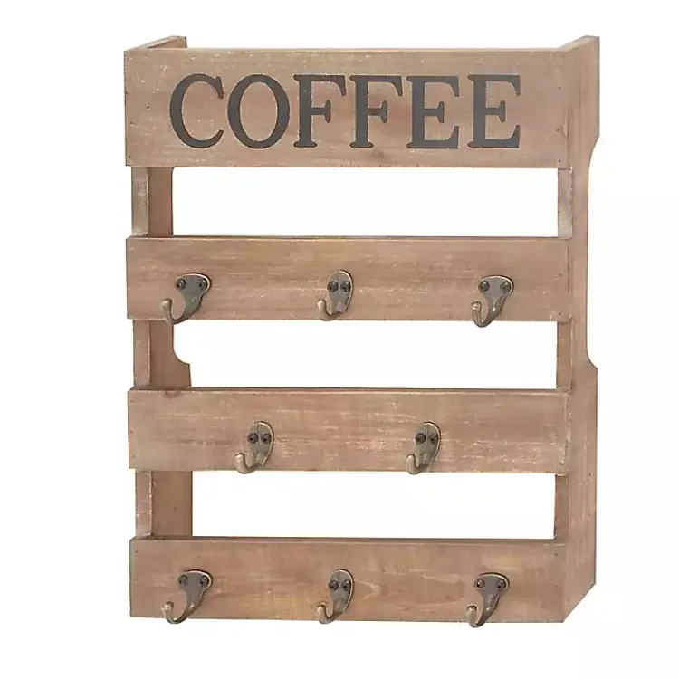 Kirklands Home Coffee Metal and Wood Plank Wall Hooks Clearance