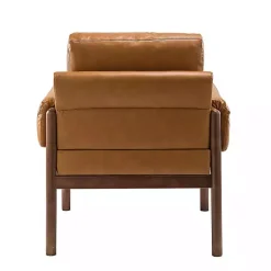 Kirklands Home Cognac Faux Leather and Wood Accent Chair Tan Hot