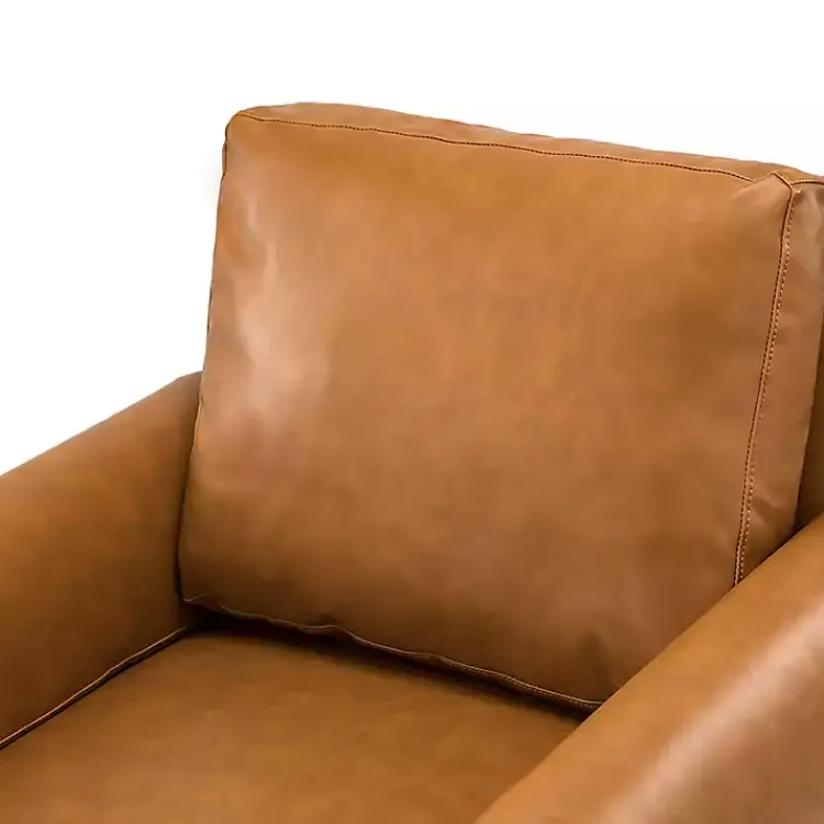 Kirklands Home Cognac Faux Leather and Wood Accent Chair Tan Hot