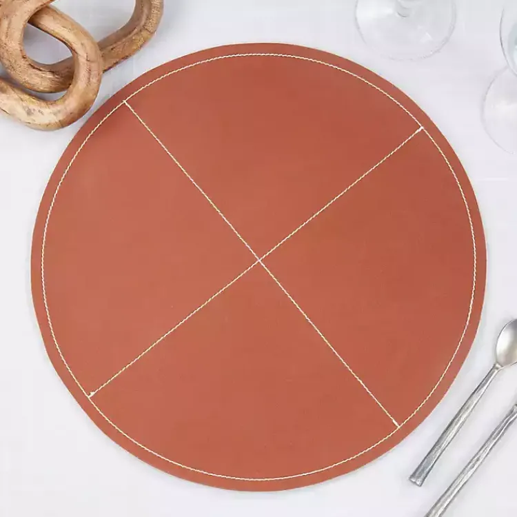 Kirklands Home Cognac Faux Leather Placemats, Set of 4 Brown Hot