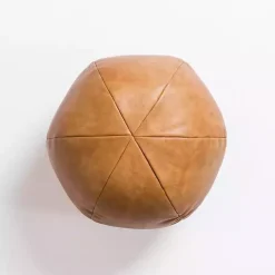 Pillows>Kirklands Home Cognac Faux Leather Sphere Pillow Brown