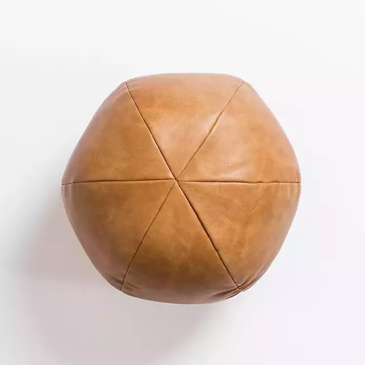 Pillows>Kirklands Home Cognac Faux Leather Sphere Pillow Brown