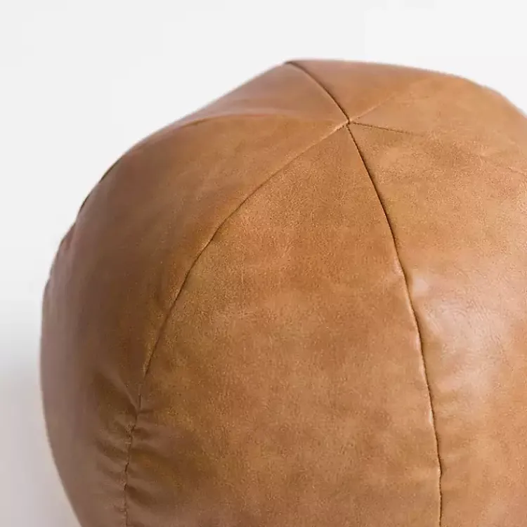 Pillows>Kirklands Home Cognac Faux Leather Sphere Pillow Brown