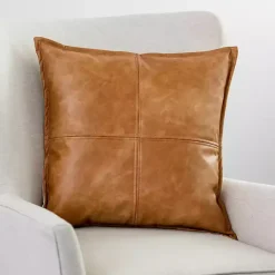 Pillows>Kirklands Home Cognac Faux Leather Throw Pillow Brown