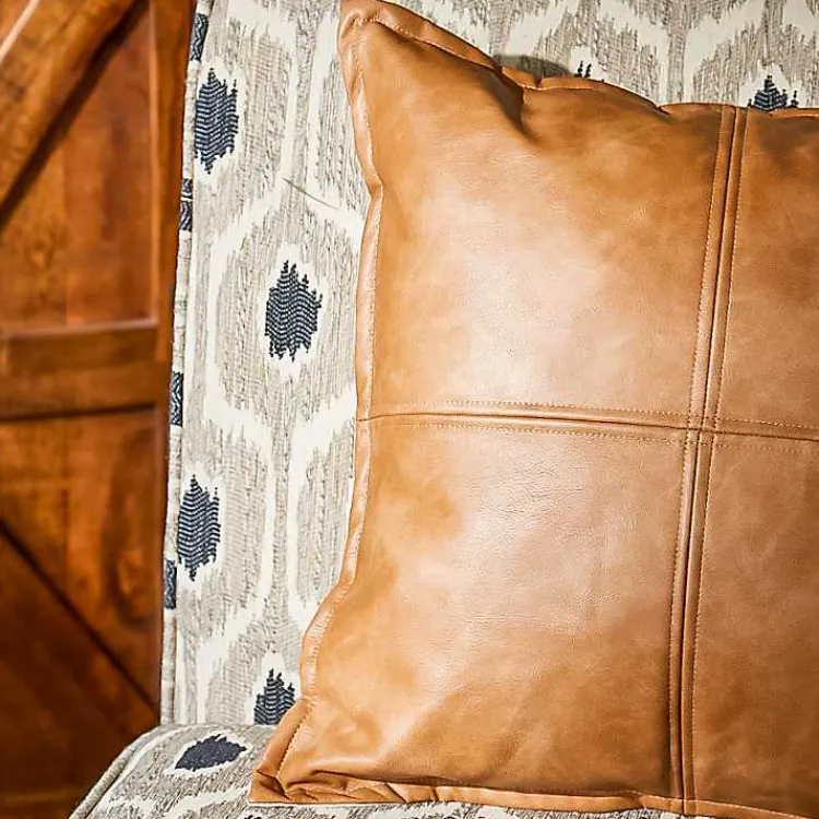 Pillows>Kirklands Home Cognac Faux Leather Throw Pillow Brown