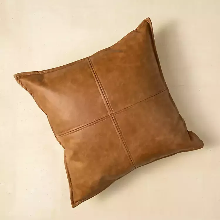 Pillows>Kirklands Home Cognac Faux Leather Throw Pillow Brown